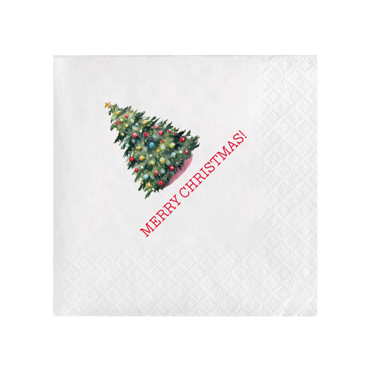 MERRY CHRISTMAS TREE HOLIDAY COCKTAIL NAPKINS