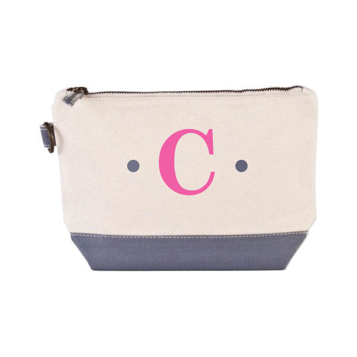 EMBROIDERED INITIAL COSMETIC BAGS
