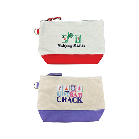 MAHJONG EMBROIDERED COSMETIC BAGS
