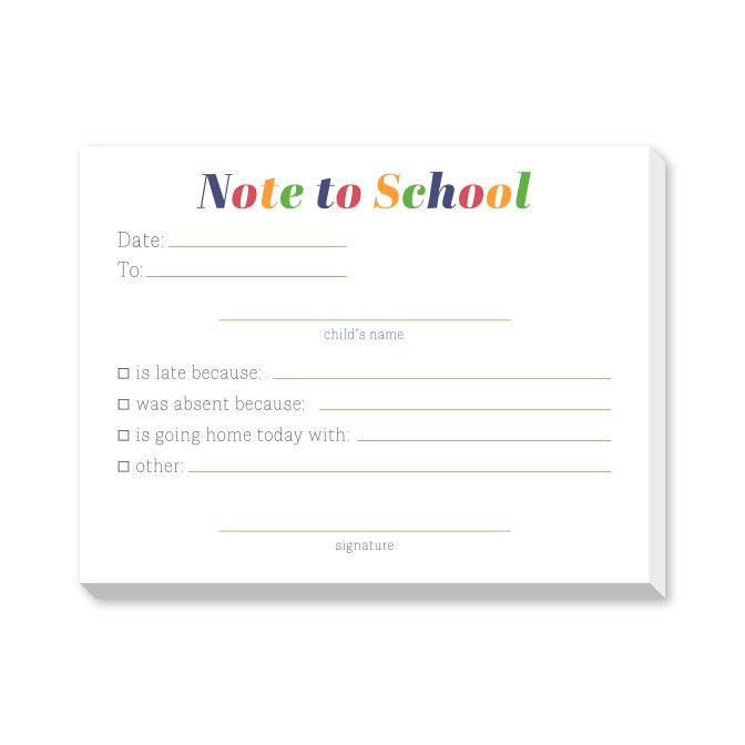 NOTE TO SCHOOL DITTIE NOTEPADS