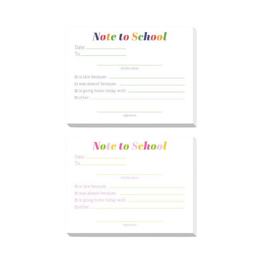 NOTE TO SCHOOL DITTIE NOTEPADS