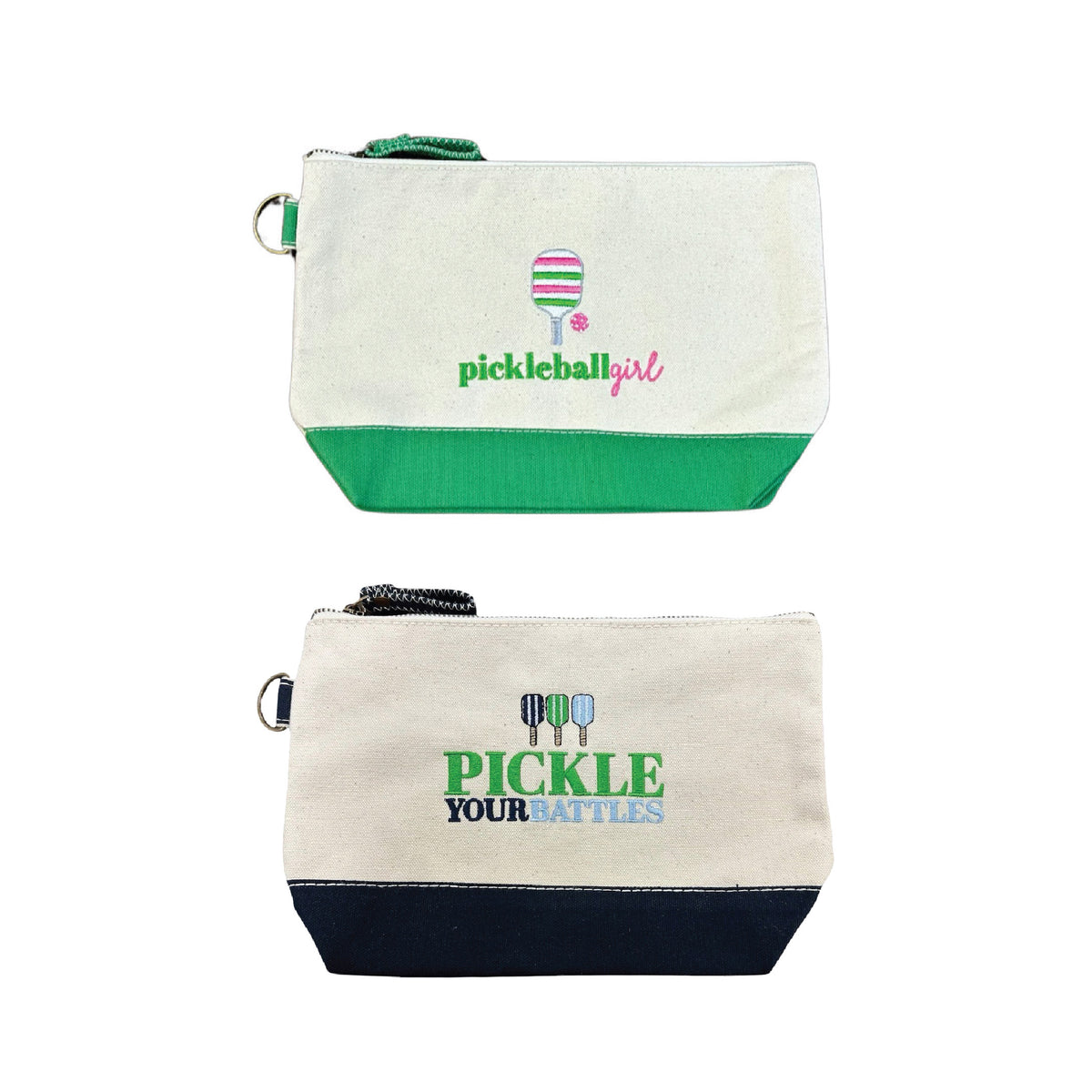 PICKLEBALL EMBROIDERED COSMETIC BAGS