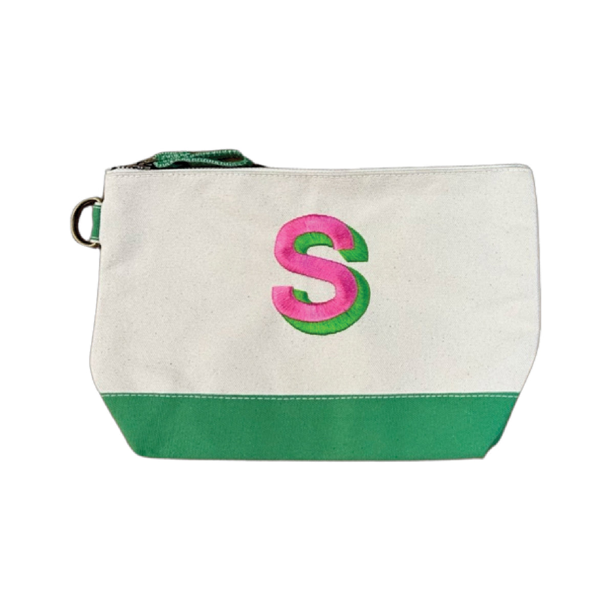 EMBROIDERED SHADOW INITIAL COSMETIC BAGS
