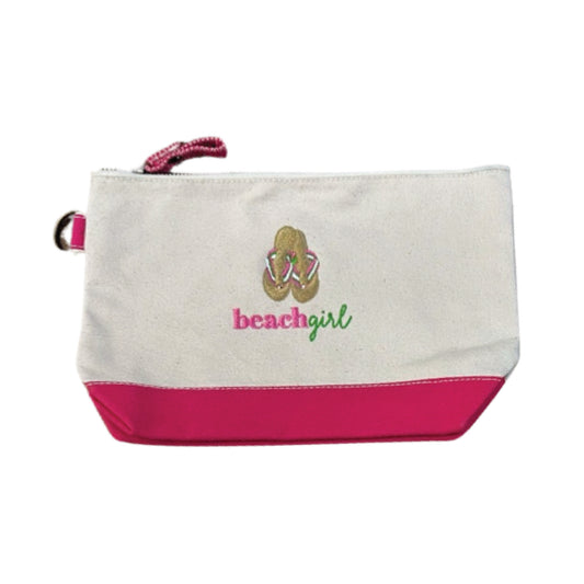BEACH GIRL EMBROIDERED COSMETIC BAG