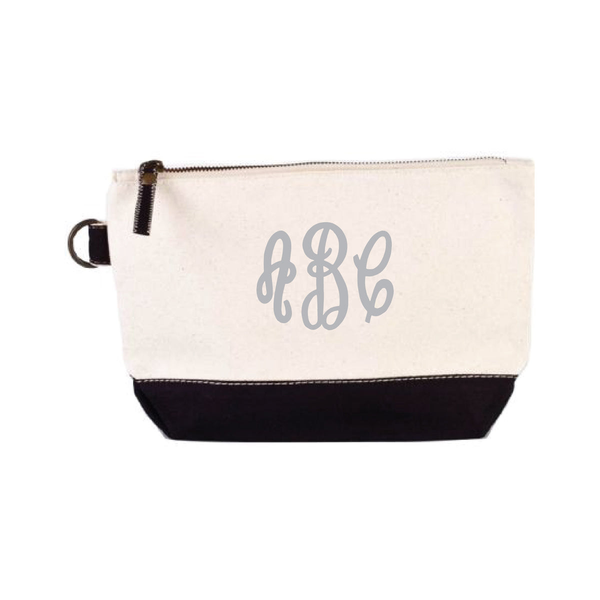 BLACK PERSONALIZED EMBROIDERED COSMETIC BAG