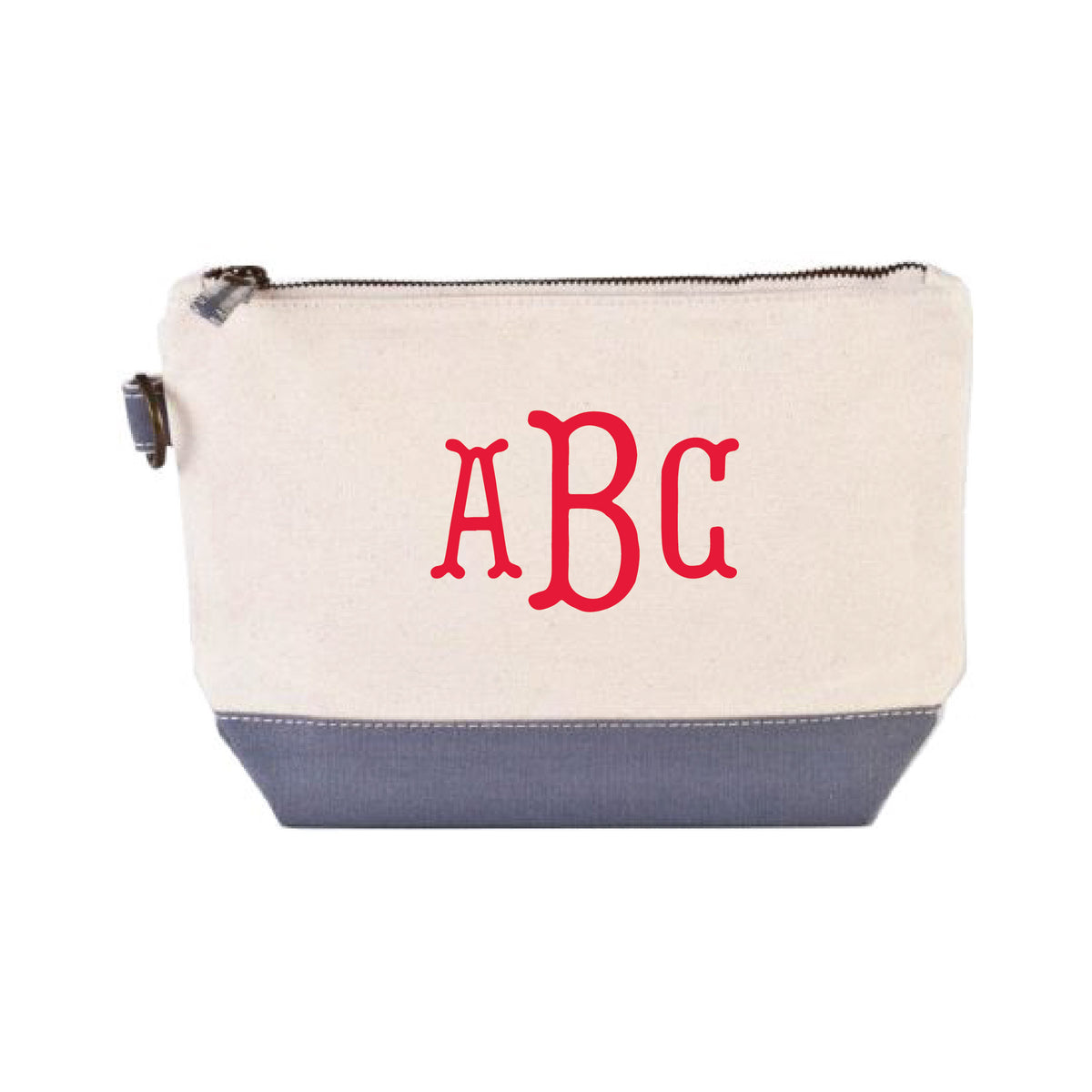 GRAY PERSONALIZED EMBROIDERED COSMETIC BAG