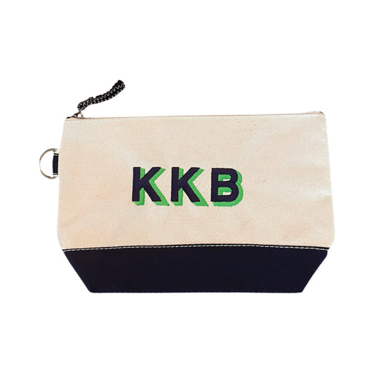 NAVY PERSONALIZED EMBROIDERED COSMETIC BAG