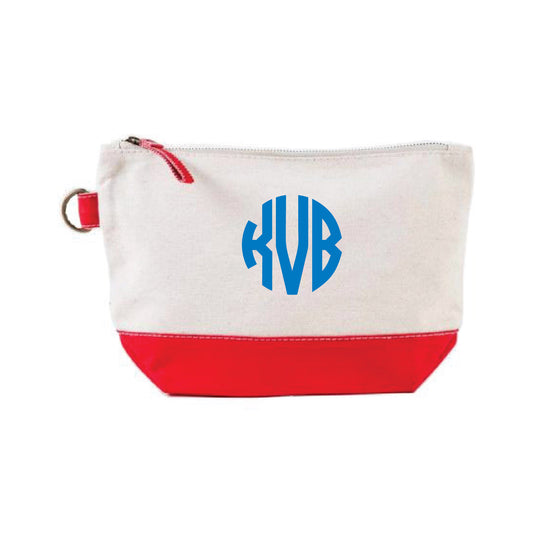 RED PERSONALIZED EMBROIDERED COSMETIC BAG