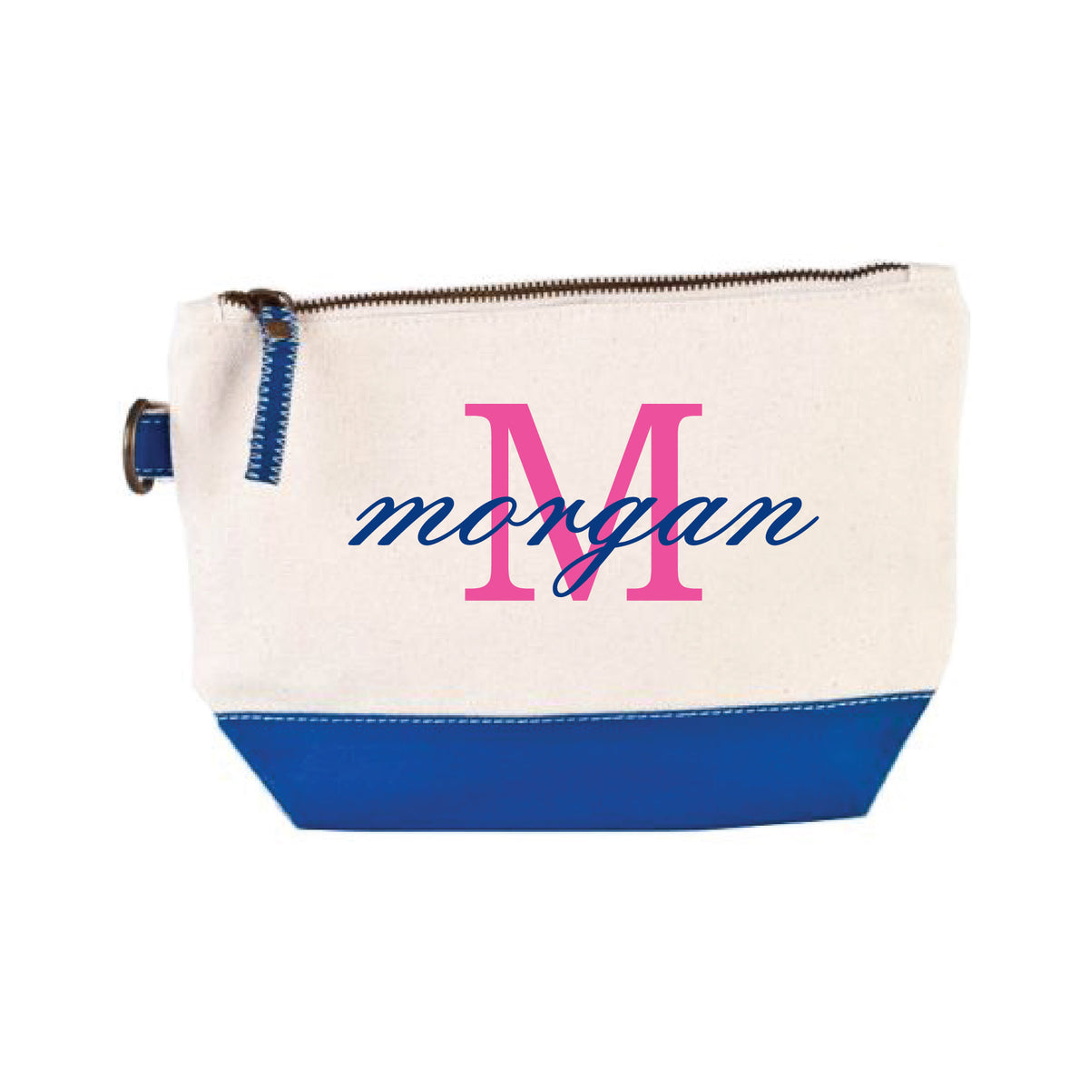 ROYAL BLUE PERSONALIZED EMBROIDERED COSMETIC BAG