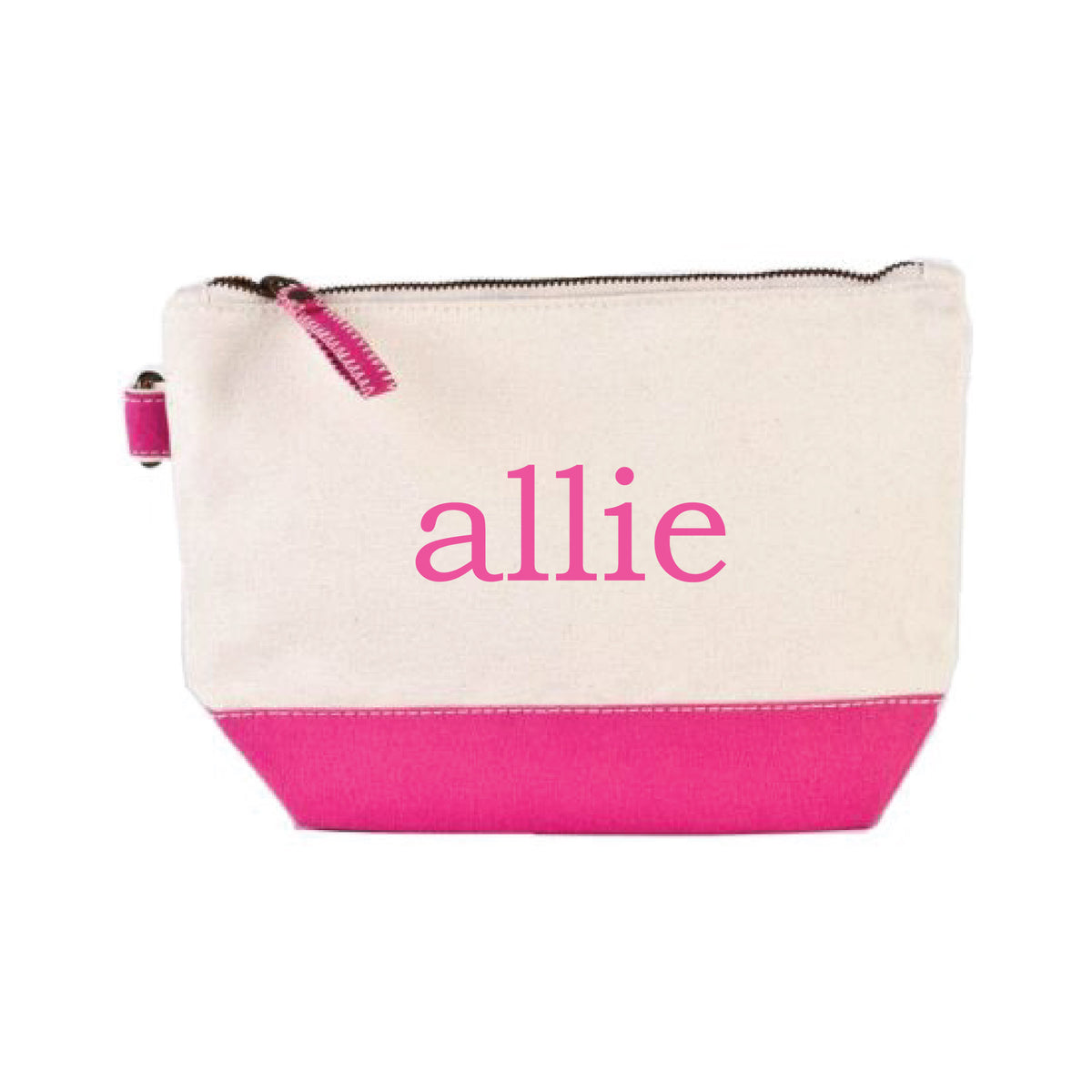 SHOCKING PINK PERSONALIZED EMBROIDERED COSMETIC BAG