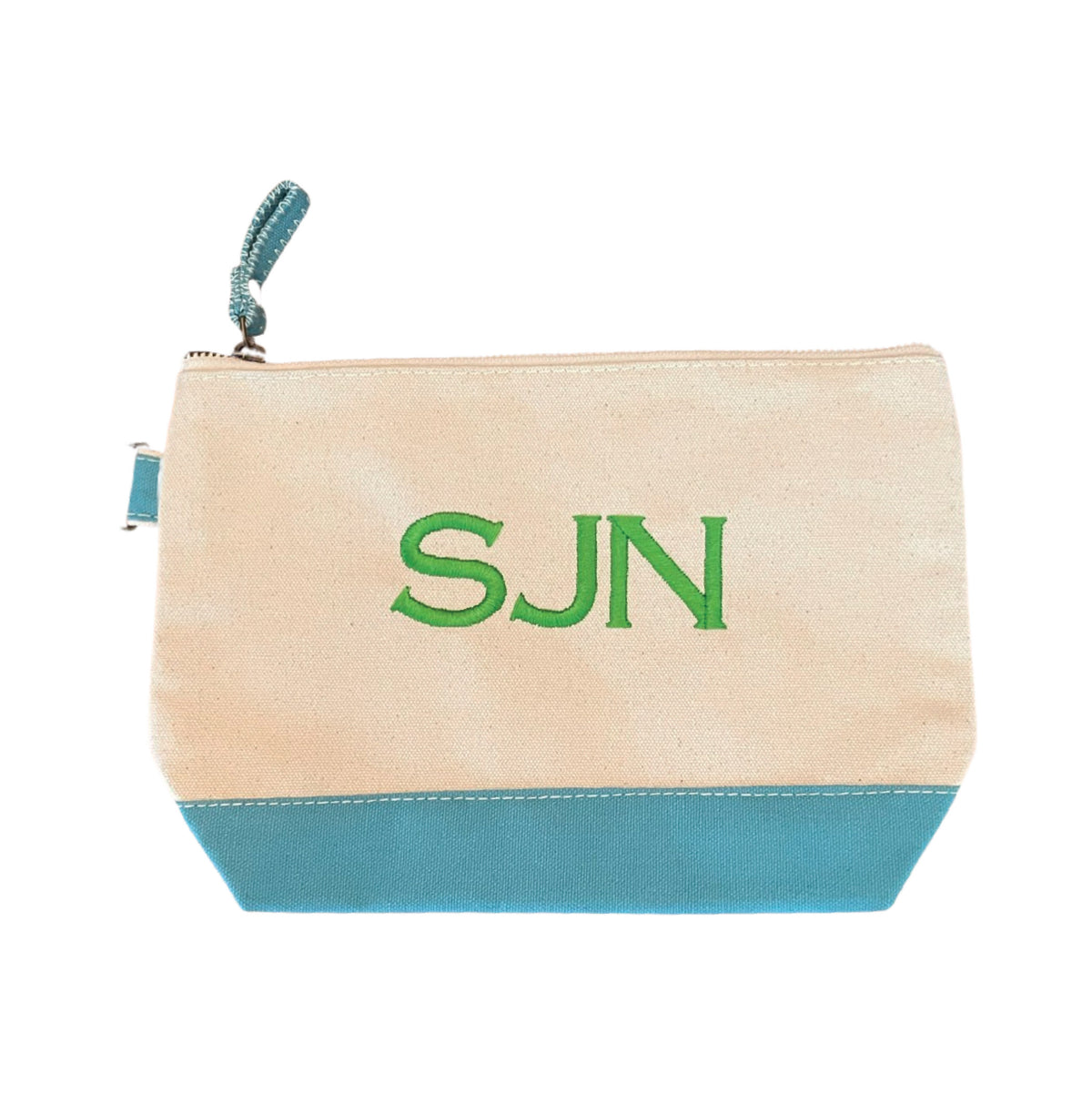 TRUE BLUE PERSONALIZED EMBROIDERED COSMETIC BAG