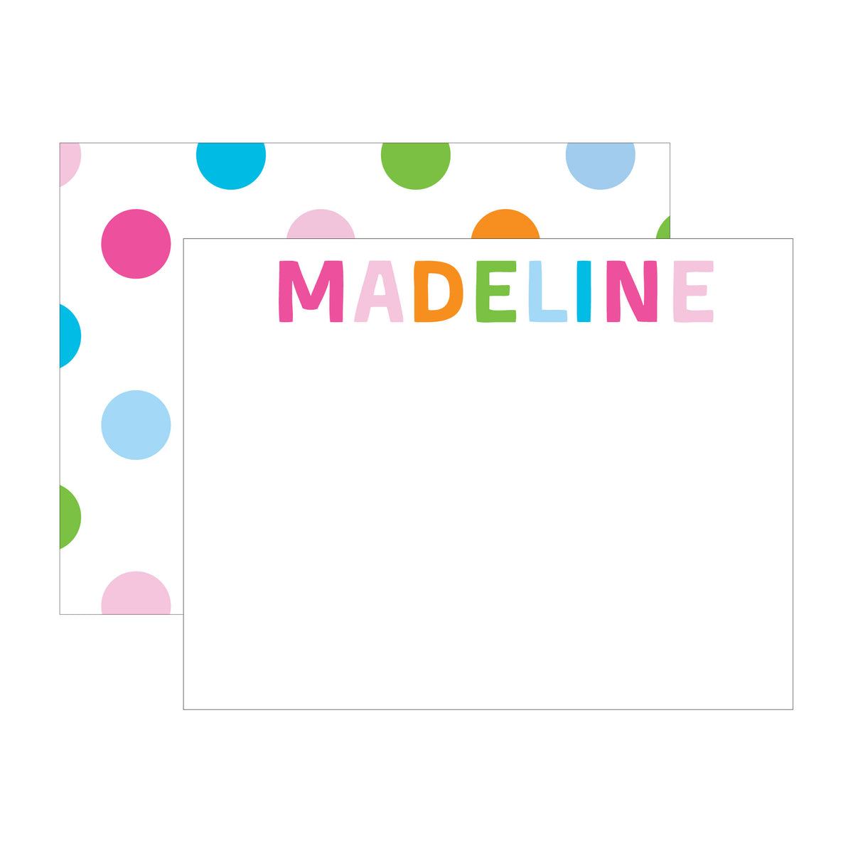 BRIGHT POLKA DOTS DOUBLE-SIDED PERSONALIZED FLAT NOTE
