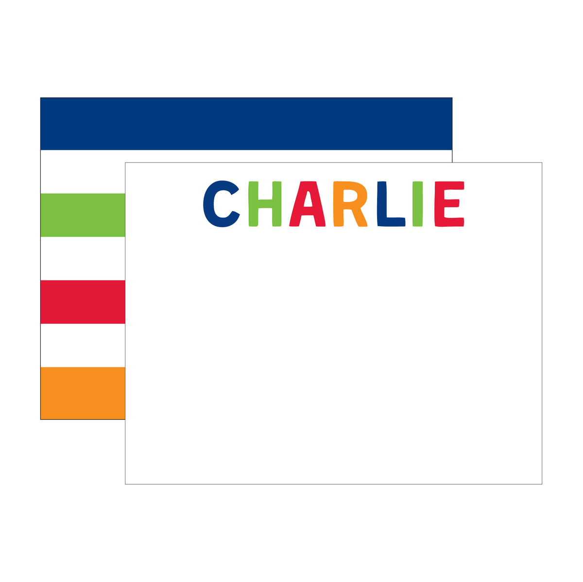 PRIMARY STRIPES DOUBLE-SIDED PERSONALIZED FLAT NOTE