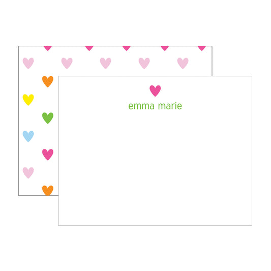 HEARTS DOUBLE-SIDED PERSONALIZED FLAT NOTES