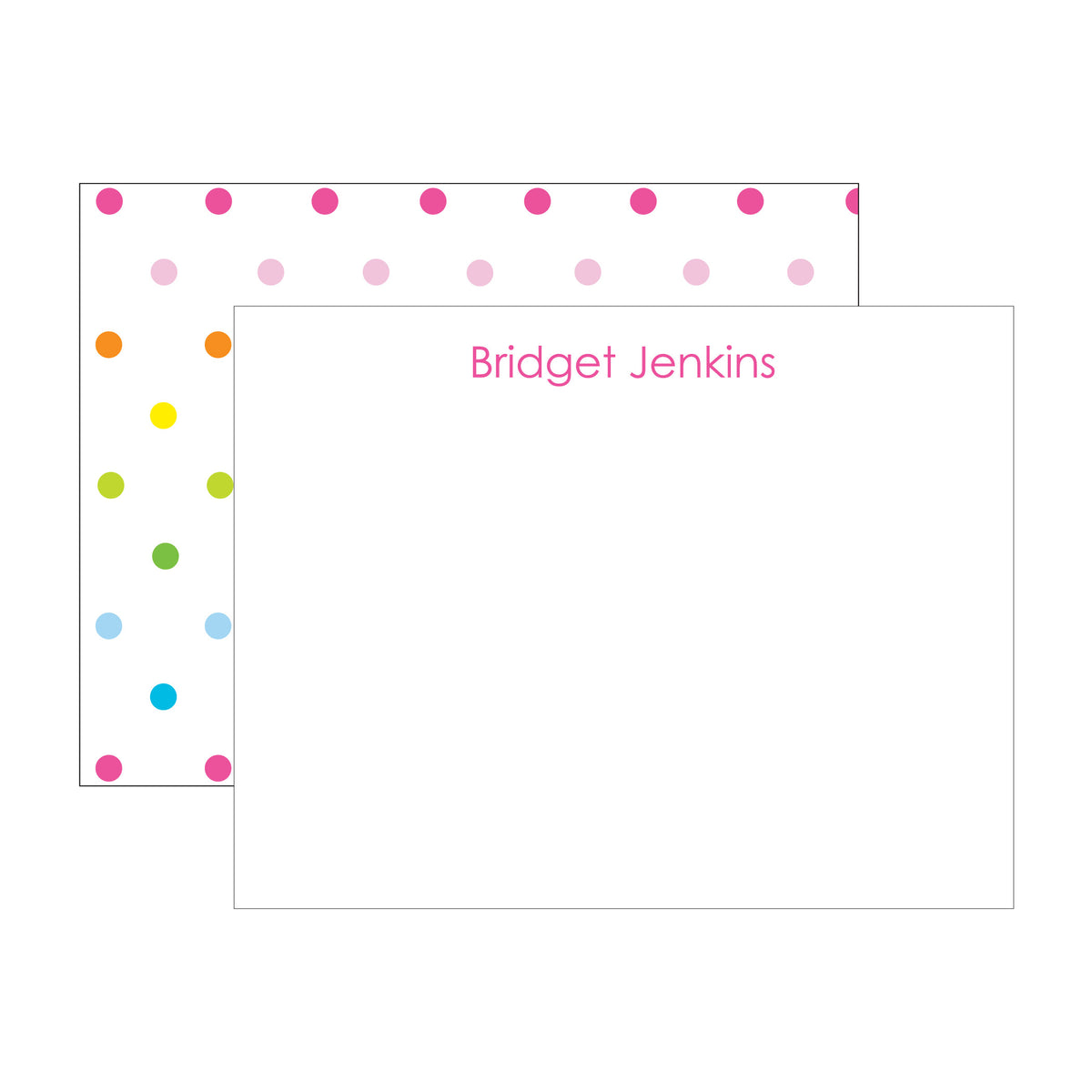 RAINBOW DOTS DOUBLE-SIDED PERSONALIZED FLAT NOTE