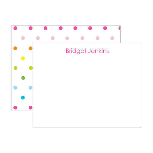 RAINBOW DOTS DOUBLE-SIDED PERSONALIZED FLAT NOTE