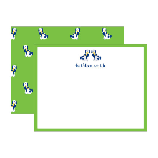 ANTIQUE DOGS DOUBLE-SIDED PERSONALIZED FLAT NOTES