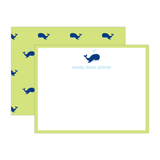 WHALE DOUBLE-SIDED PERSONALIZED FLAT NOTES