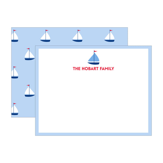 SAILBOAT DOUBLE-SIDED PERSONALIZED FLAT NOTES