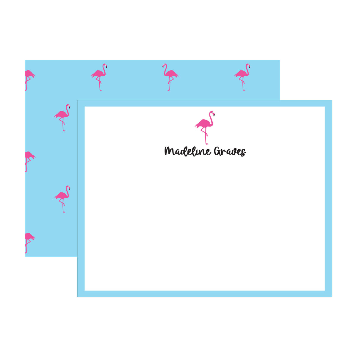 FLAMINGO DOUBLE-SIDED PERSONALIZED FLAT NOTES