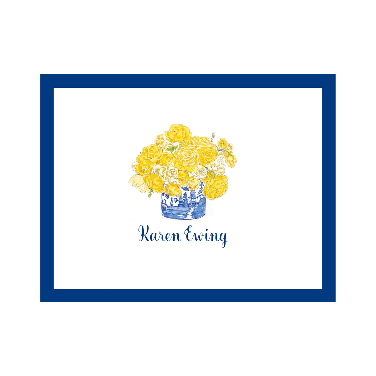 YELLOW FLOWERS PERSONALIZED FOLDOVER NOTES