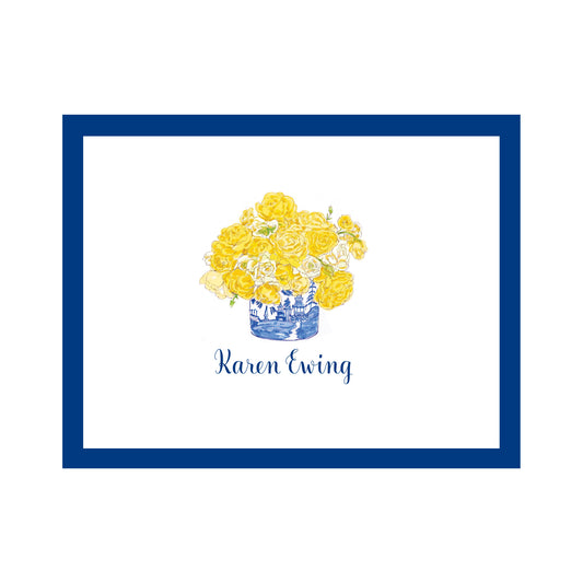 YELLOW FLOWERS PERSONALIZED FOLDOVER NOTES