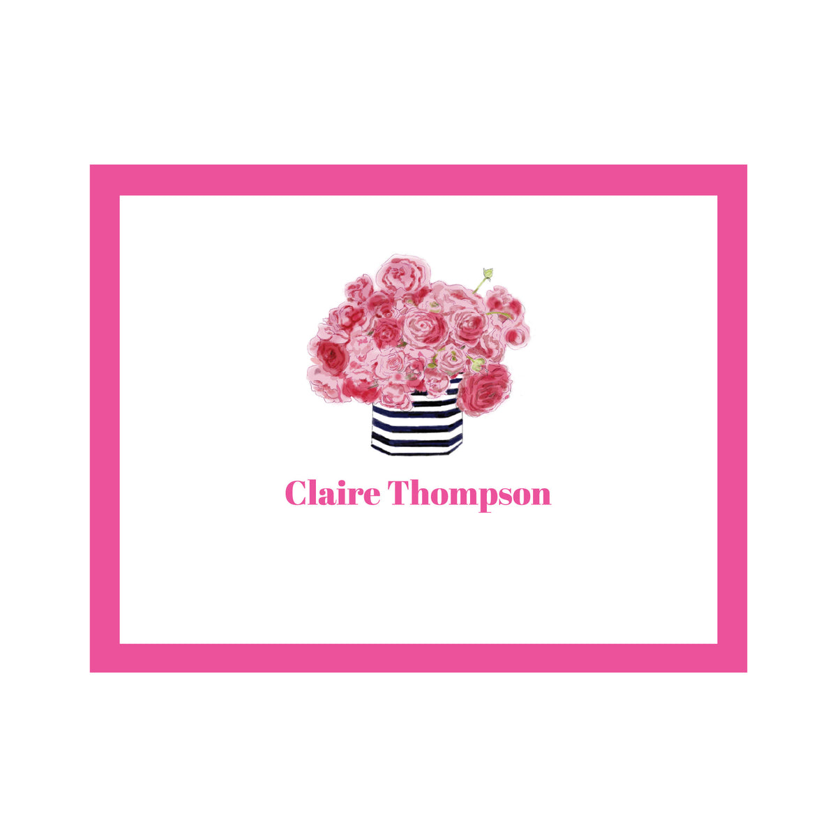 PINK FLOWERS PERSONALIZED FOLDOVER NOTES