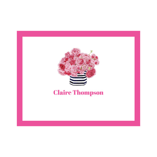 PINK FLOWERS PERSONALIZED FOLDOVER NOTES