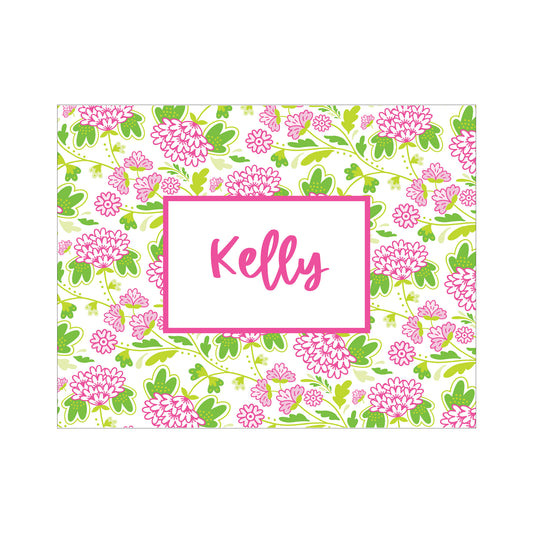 PINK FLORAL PATTERN PERSONALIZED FOLDOVER NOTES