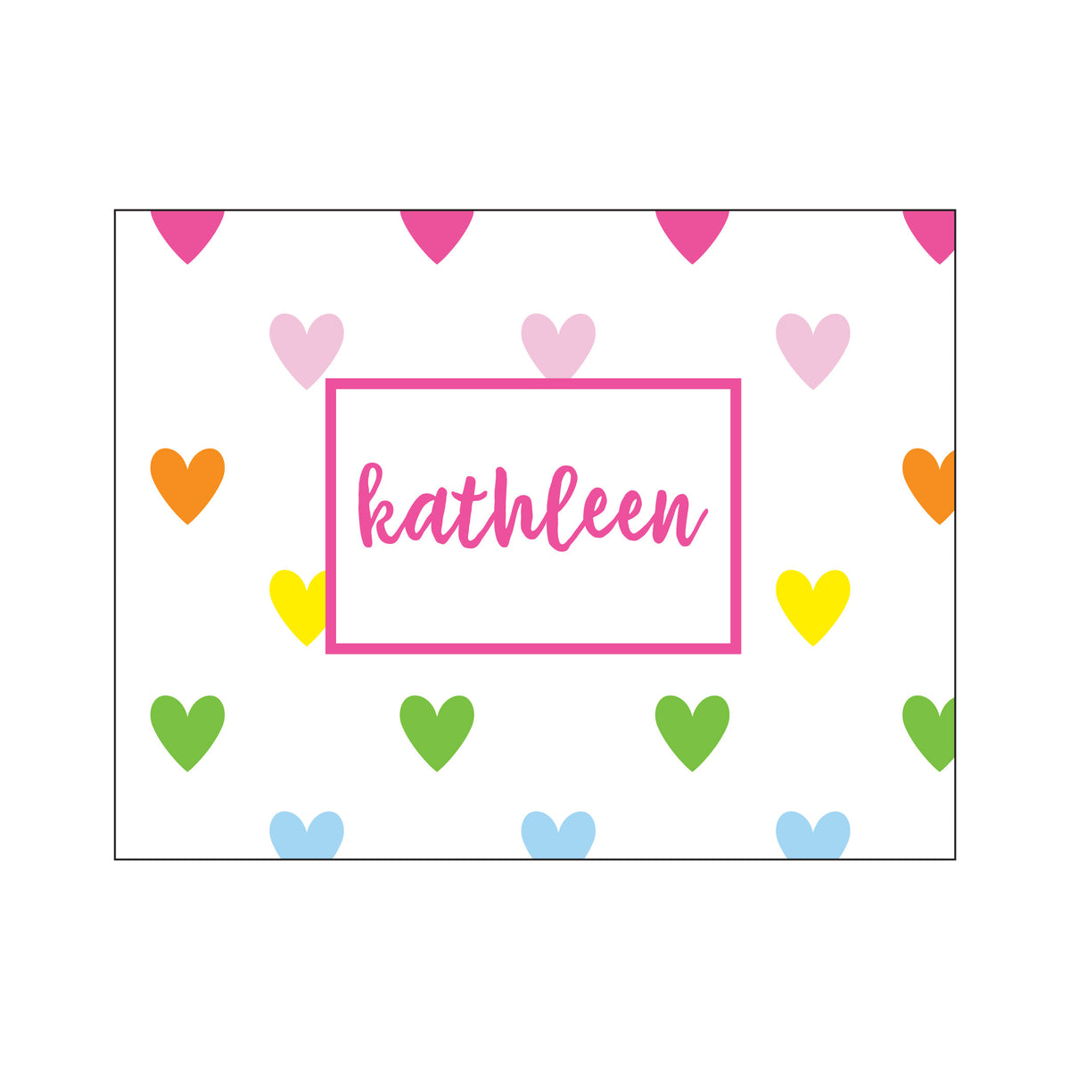 RAINBOW HEARTS PERSONALIZED FOLDOVER NOTES