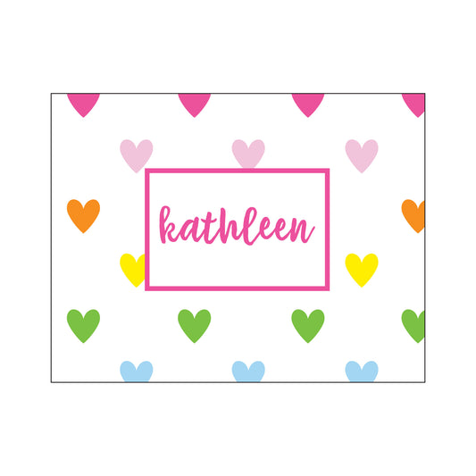 RAINBOW HEARTS PERSONALIZED FOLDOVER NOTES
