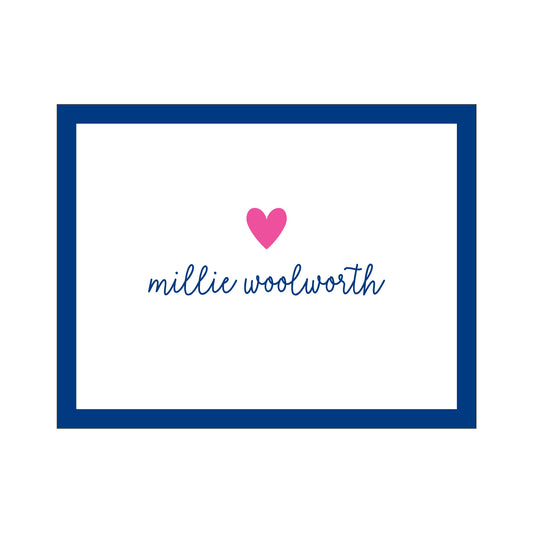 PINK HEART PERSONALIZED FOLDOVER NOTES