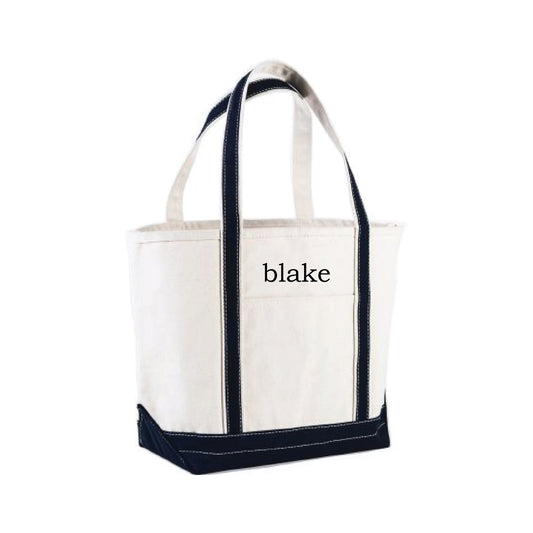 BLACK PERSONALIZED EMBROIDERED TOTE BAG