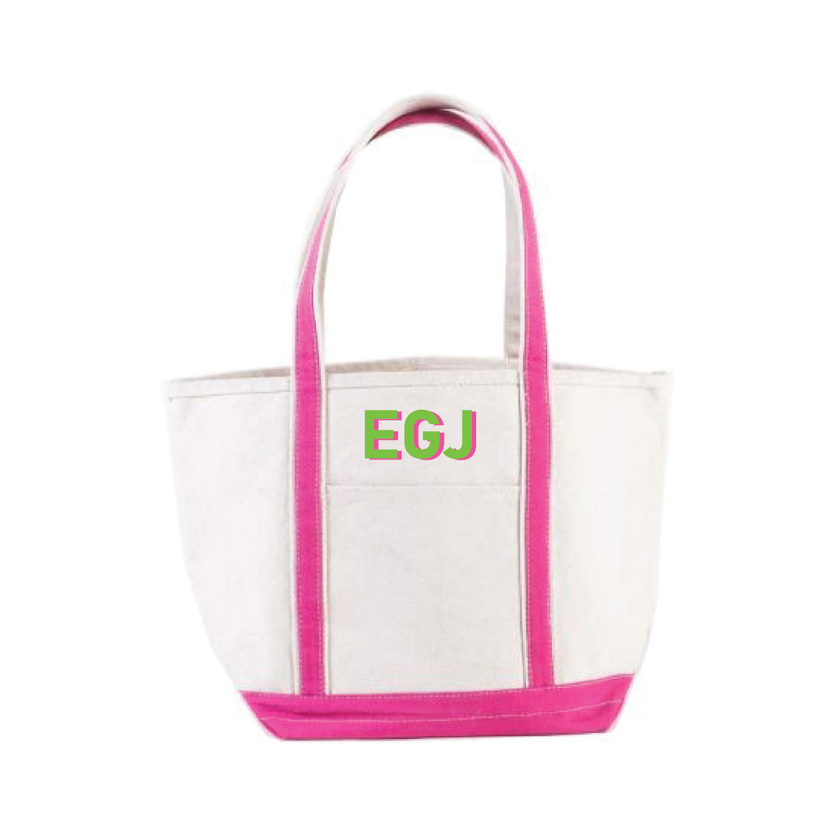 SHOCKING PINK PERSONALIZED EMBROIDERED TOTE BAG